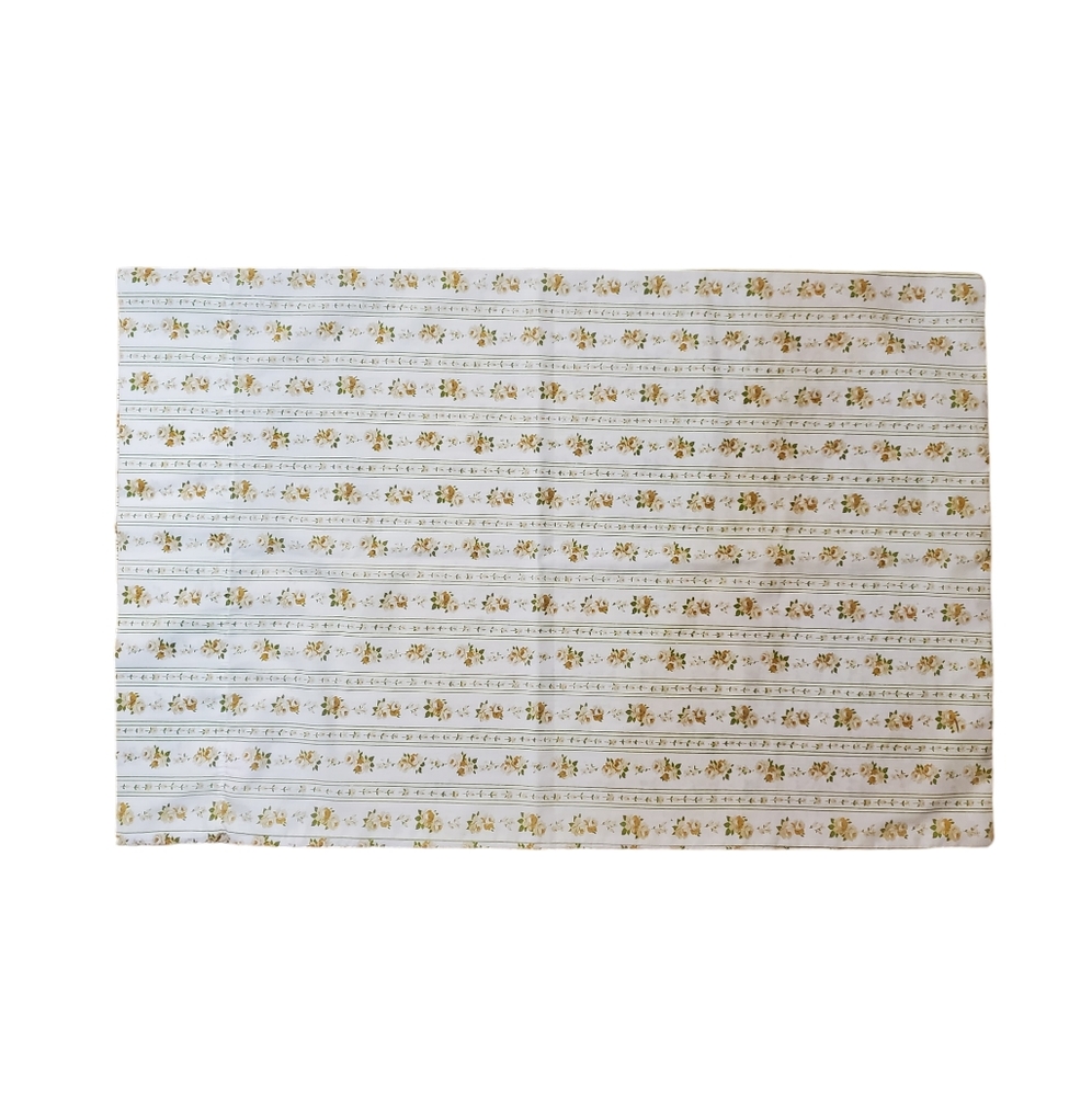 Vintage Cannon Royal Family 70s Percale Yellow Green Floral‎ Standard Pillowcase
